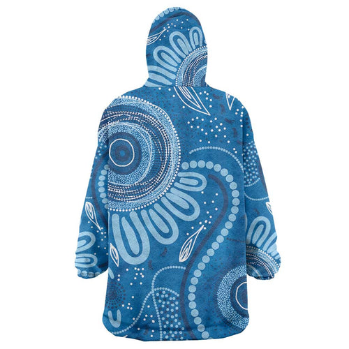 Australia Indigenous Wearable Blanket Hoodie Blue Ribbon Prostate Cancer Awareness - Aussie Hoodie
