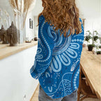Australia Indigenous Women Casual Shirt Blue Ribbon Prostate Cancer Awareness - Aussie Hoodie