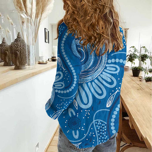 Australia Indigenous Women Casual Shirt Blue Ribbon Prostate Cancer Awareness - Aussie Hoodie