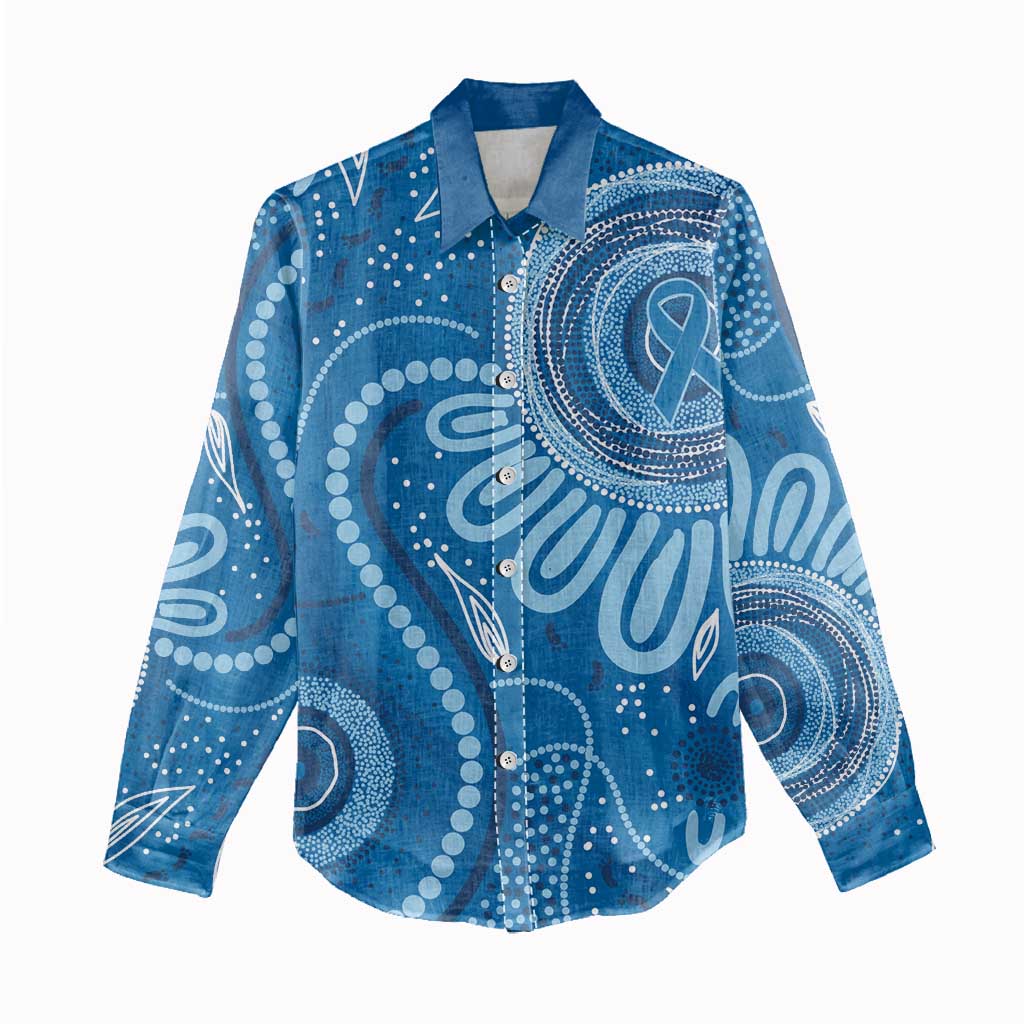 Australia Indigenous Women Casual Shirt Blue Ribbon Prostate Cancer Awareness - Aussie Hoodie