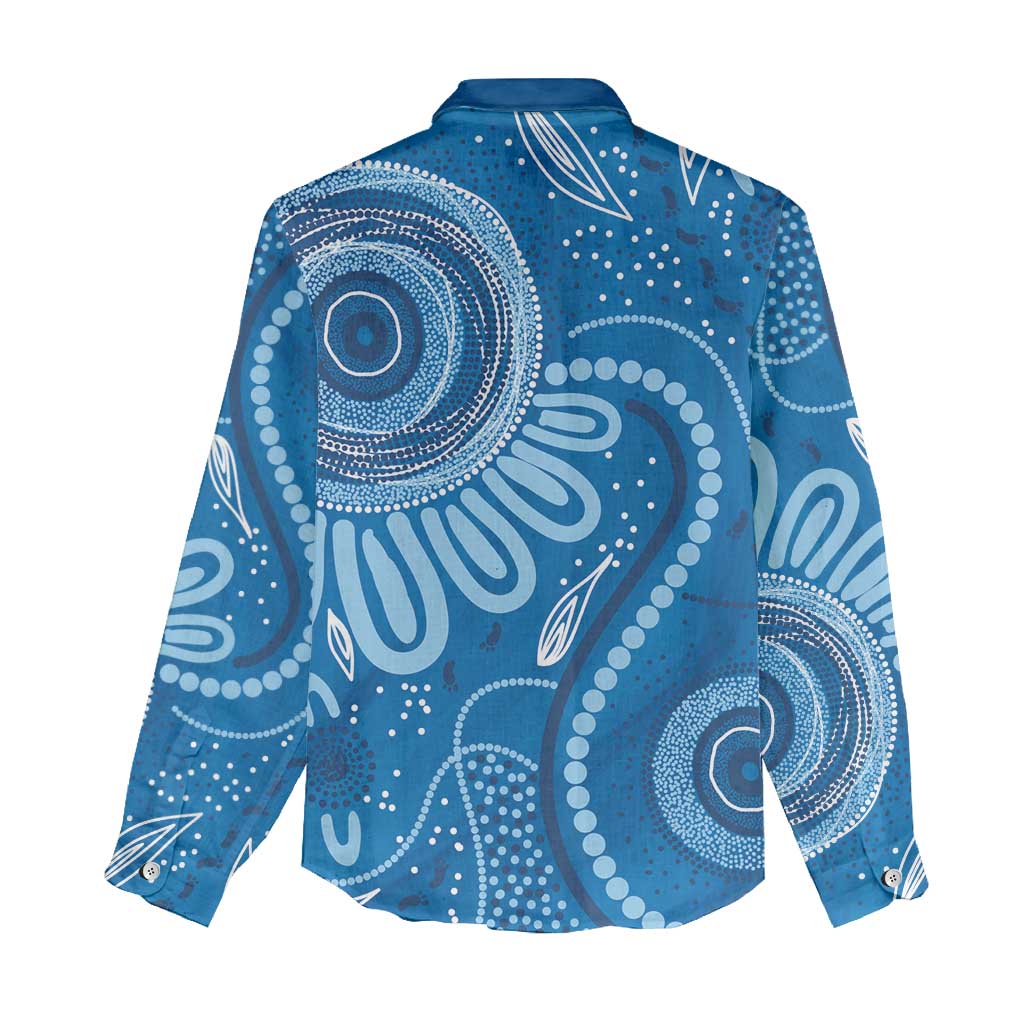 Australia Indigenous Women Casual Shirt Blue Ribbon Prostate Cancer Awareness - Aussie Hoodie