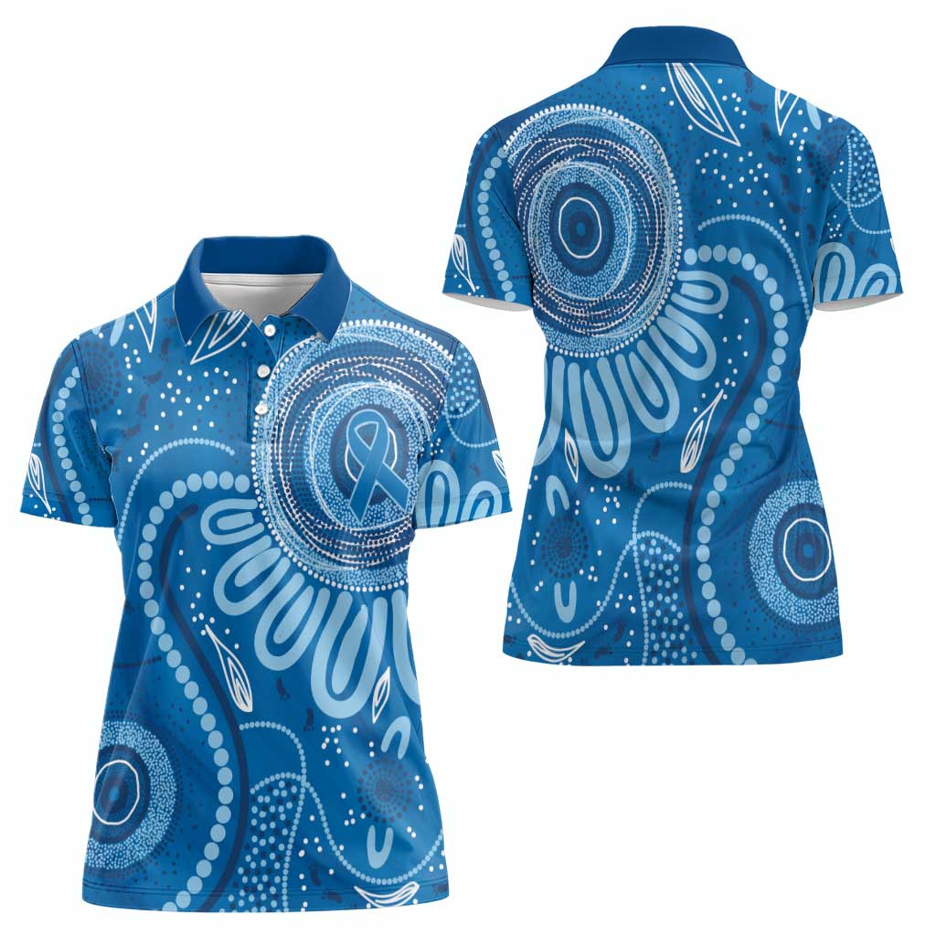 Australia Indigenous Women Polo Shirt Blue Ribbon Prostate Cancer Awareness - Aussie Hoodie