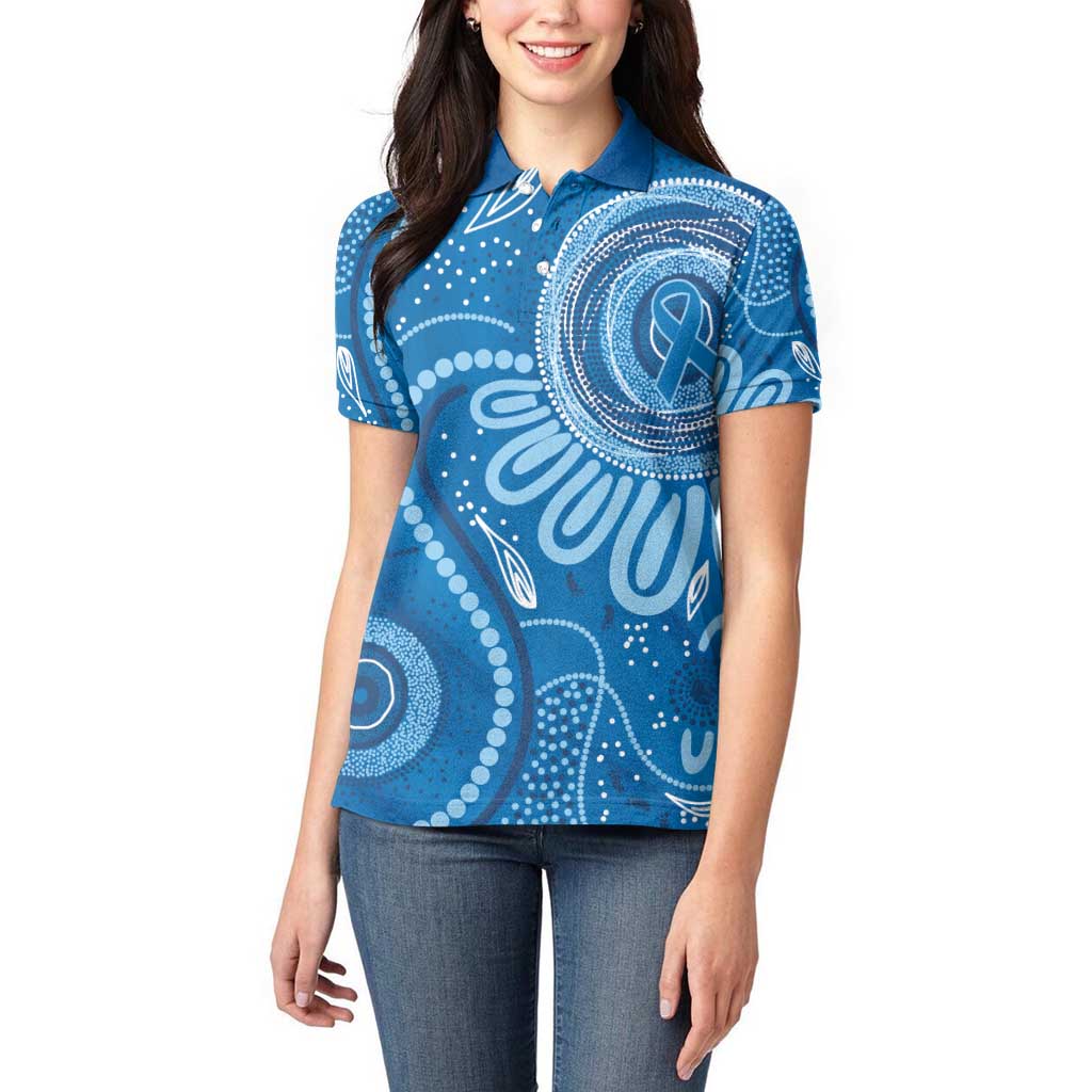 Australia Indigenous Women Polo Shirt Blue Ribbon Prostate Cancer Awareness - Aussie Hoodie
