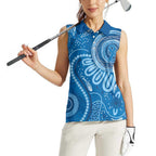 Australia Indigenous Women Sleeveless Polo Shirt Blue Ribbon Prostate Cancer Awareness - Aussie Hoodie