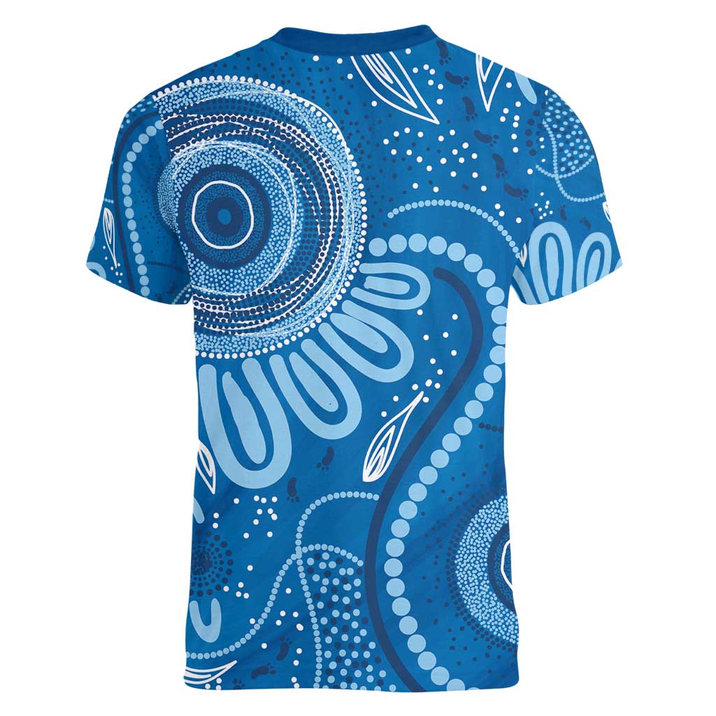 Australia Indigenous Women V-Neck T-Shirt Blue Ribbon Prostate Cancer Awareness - Aussie Hoodie