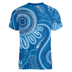 Australia Indigenous Women V-Neck T-Shirt Blue Ribbon Prostate Cancer Awareness - Aussie Hoodie