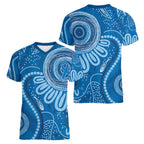 Australia Indigenous Women V-Neck T-Shirt Blue Ribbon Prostate Cancer Awareness - Aussie Hoodie