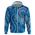 Australia Indigenous Zip Hoodie Blue Ribbon Prostate Cancer Awareness - Aussie Hoodie