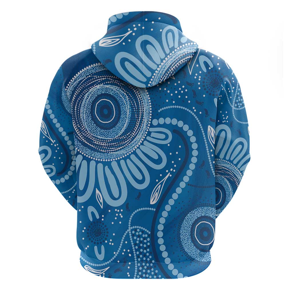 Australia Indigenous Zip Hoodie Blue Ribbon Prostate Cancer Awareness - Aussie Hoodie