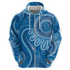 Australia Indigenous Zip Hoodie Blue Ribbon Prostate Cancer Awareness - Aussie Hoodie