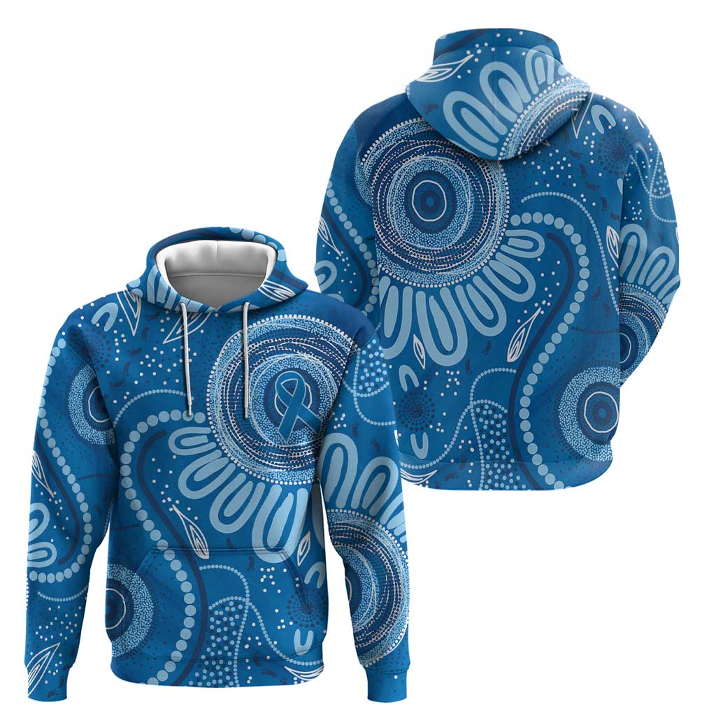 Australia Indigenous Zip Hoodie Blue Ribbon Prostate Cancer Awareness - Aussie Hoodie