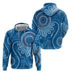Australia Indigenous Zip Hoodie Blue Ribbon Prostate Cancer Awareness - Aussie Hoodie