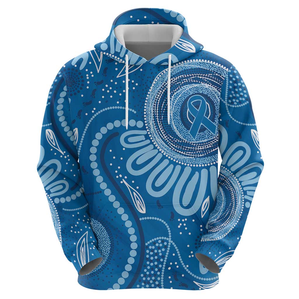 Australia Indigenous Zip Hoodie Blue Ribbon Prostate Cancer Awareness - Aussie Hoodie