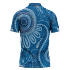 Australia Indigenous Zipper Polo Shirt Blue Ribbon Prostate Cancer Awareness - Aussie Hoodie