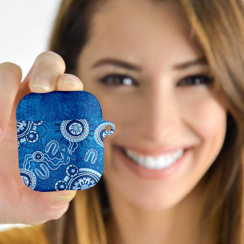 Australia Indigenous Prostate Cancer Awareness AirPods Case Blue Ribbon Aboriginal Art - Aussie Hoodie