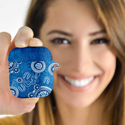 Australia Indigenous Prostate Cancer Awareness AirPods Case Blue Ribbon Aboriginal Art - Aussie Hoodie