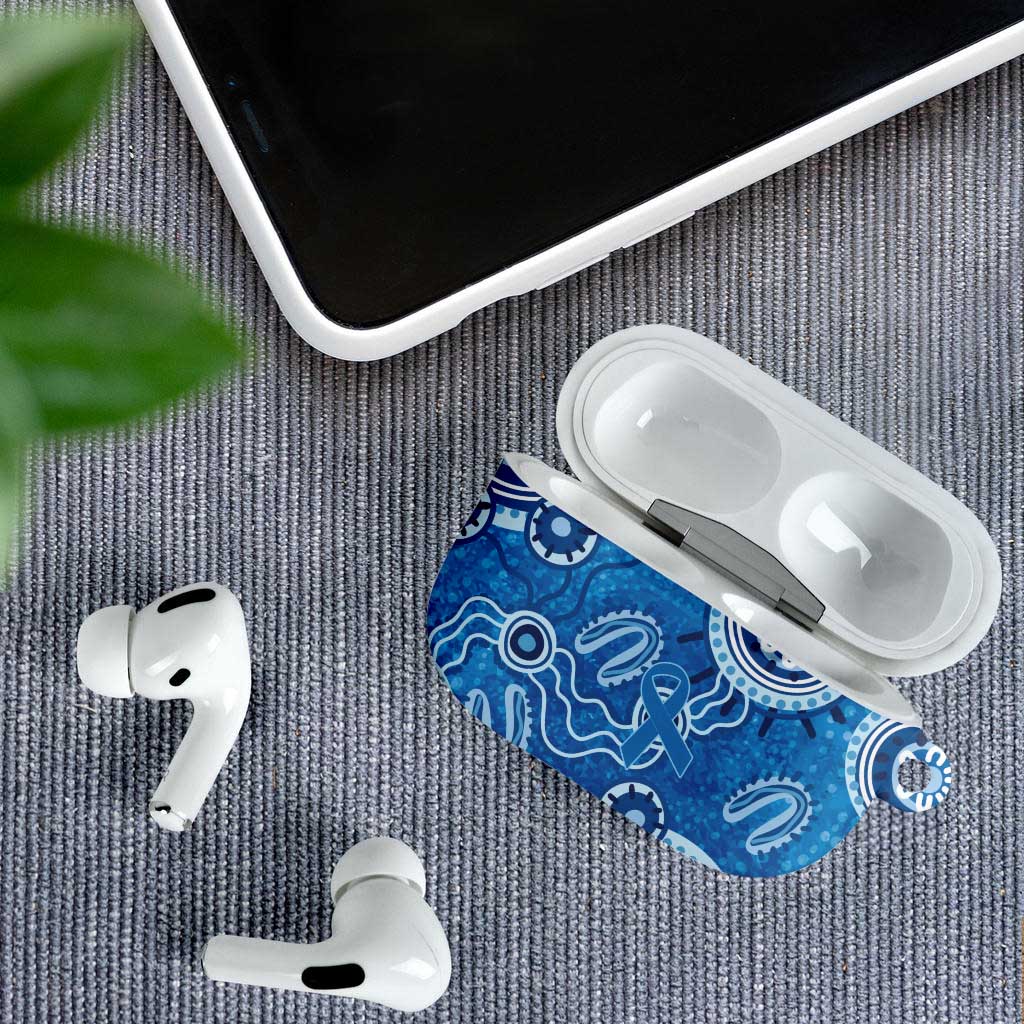 Australia Indigenous Prostate Cancer Awareness AirPods Case Blue Ribbon Aboriginal Art - Aussie Hoodie