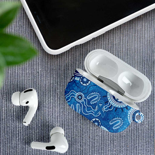 Australia Indigenous Prostate Cancer Awareness AirPods Case Blue Ribbon Aboriginal Art - Aussie Hoodie
