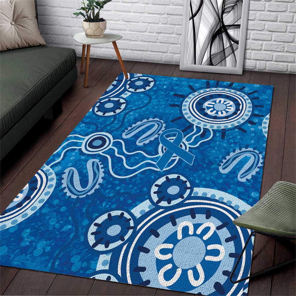 Australia Indigenous Prostate Cancer Awareness Area Rug Blue Ribbon Aboriginal Art - Aussie Hoodie