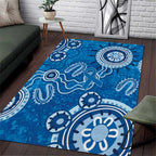 Australia Indigenous Prostate Cancer Awareness Area Rug Blue Ribbon Aboriginal Art - Aussie Hoodie