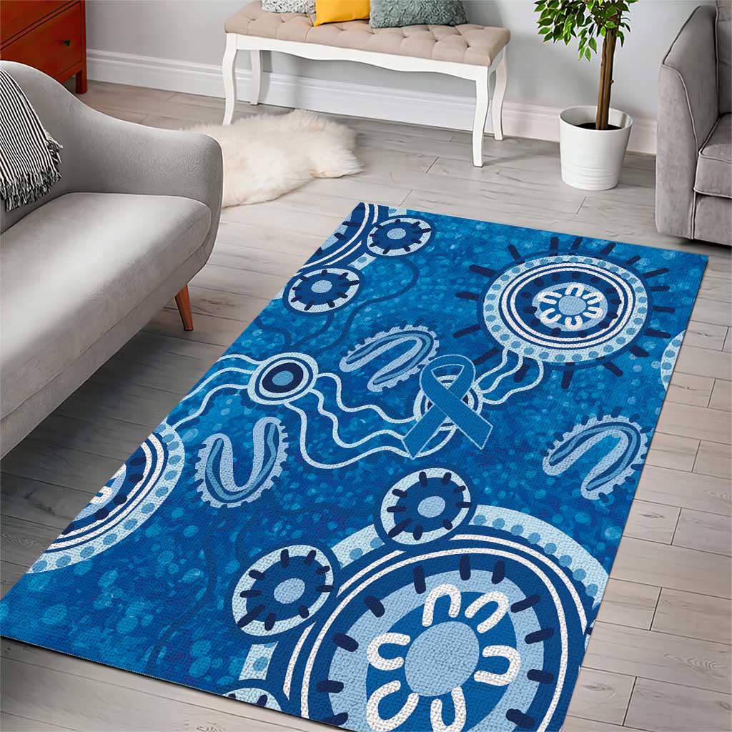 Australia Indigenous Prostate Cancer Awareness Area Rug Blue Ribbon Aboriginal Art - Aussie Hoodie
