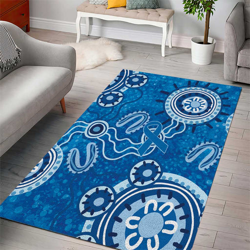 Australia Indigenous Prostate Cancer Awareness Area Rug Blue Ribbon Aboriginal Art - Aussie Hoodie