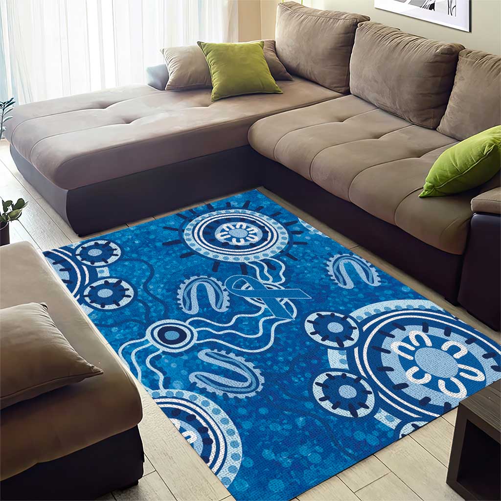 Australia Indigenous Prostate Cancer Awareness Area Rug Blue Ribbon Aboriginal Art - Aussie Hoodie