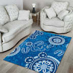 Australia Indigenous Prostate Cancer Awareness Area Rug Blue Ribbon Aboriginal Art - Aussie Hoodie