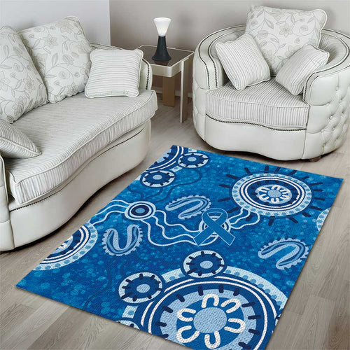 Australia Indigenous Prostate Cancer Awareness Area Rug Blue Ribbon Aboriginal Art - Aussie Hoodie