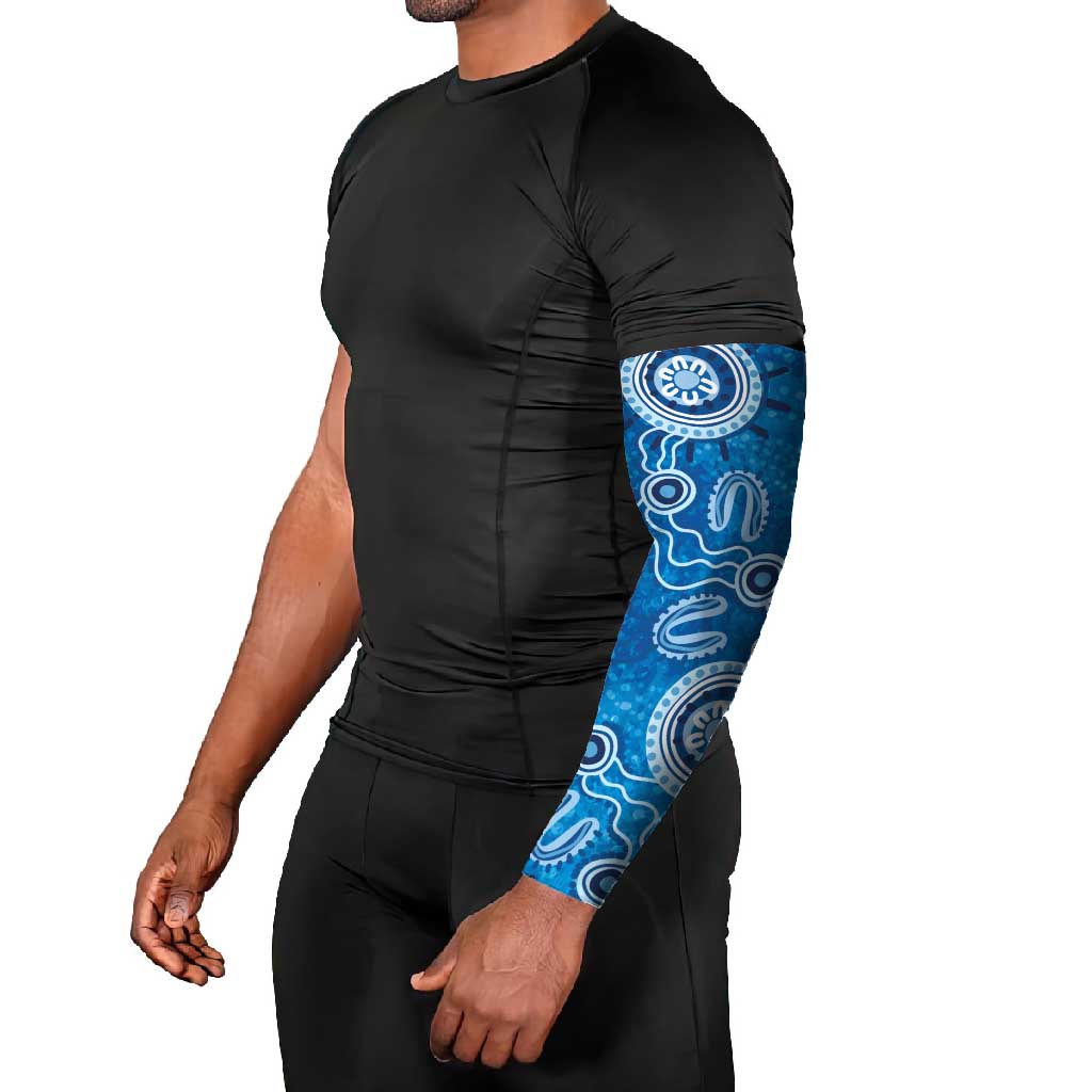Australia Indigenous Prostate Cancer Awareness Arm Sleeves Blue Ribbon Aboriginal Art - Aussie Hoodie