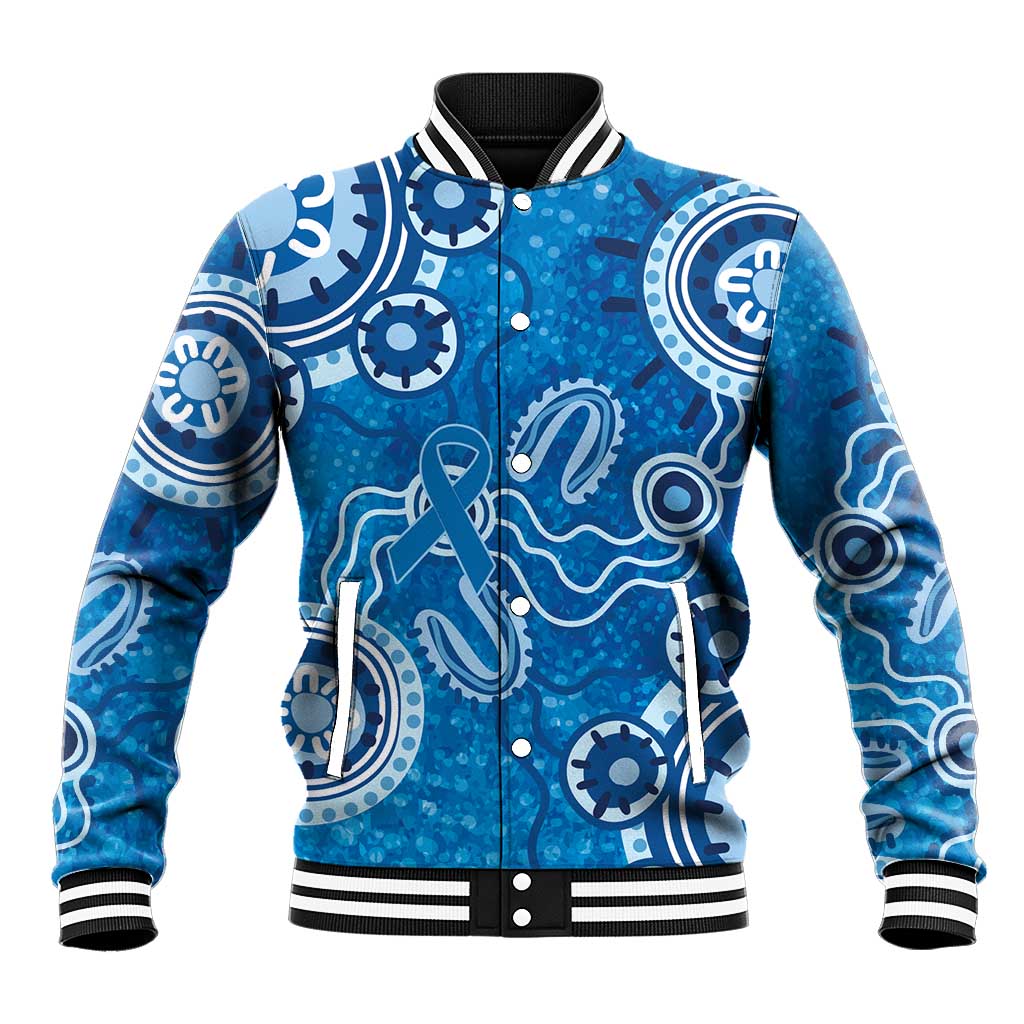 Australia Indigenous Prostate Cancer Awareness Baseball Jacket Blue Ribbon Aboriginal Art - Aussie Hoodie
