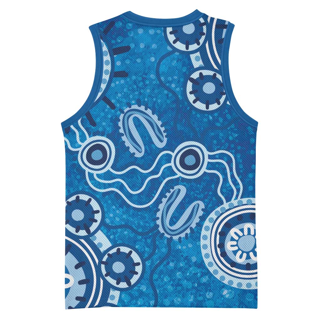 Australia Indigenous Prostate Cancer Awareness Basketball Jersey Blue Ribbon Aboriginal Art - Aussie Hoodie