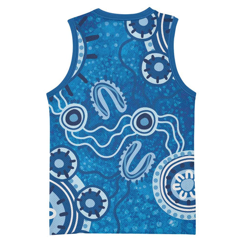 Australia Indigenous Prostate Cancer Awareness Basketball Jersey Blue Ribbon Aboriginal Art - Aussie Hoodie