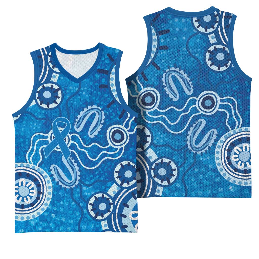Australia Indigenous Prostate Cancer Awareness Basketball Jersey Blue Ribbon Aboriginal Art - Aussie Hoodie