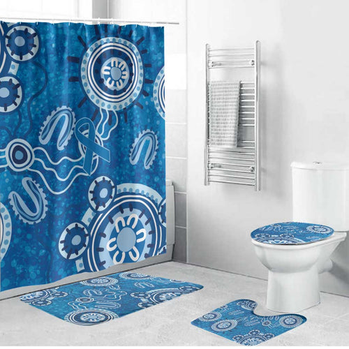 Australia Indigenous Prostate Cancer Awareness Bathroom Set Blue Ribbon Aboriginal Art - Aussie Hoodie