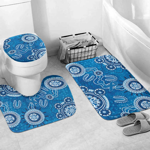 Australia Indigenous Prostate Cancer Awareness Bathroom Set Blue Ribbon Aboriginal Art - Aussie Hoodie