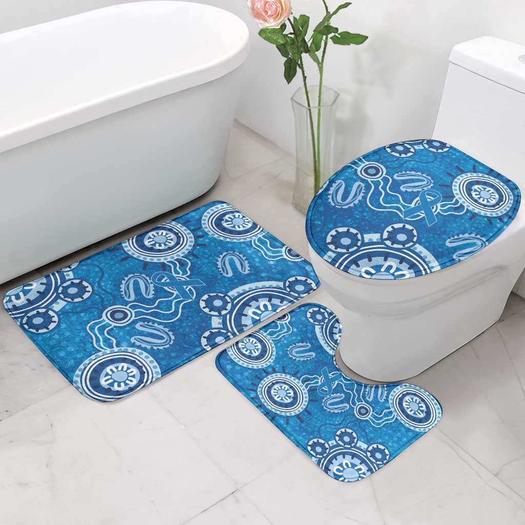 Australia Indigenous Prostate Cancer Awareness Bathroom Set Blue Ribbon Aboriginal Art - Aussie Hoodie