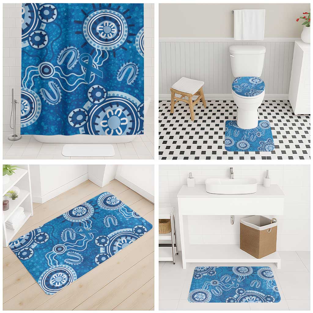 Australia Indigenous Prostate Cancer Awareness Bathroom Set Blue Ribbon Aboriginal Art - Aussie Hoodie