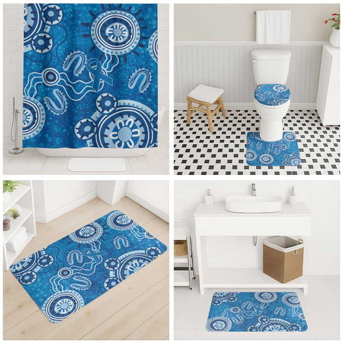 Australia Indigenous Prostate Cancer Awareness Bathroom Set Blue Ribbon Aboriginal Art - Aussie Hoodie
