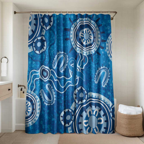 Australia Indigenous Prostate Cancer Awareness Bathroom Set Blue Ribbon Aboriginal Art - Aussie Hoodie