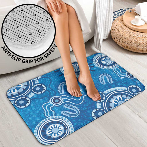 Australia Indigenous Prostate Cancer Awareness Bathroom Set Blue Ribbon Aboriginal Art - Aussie Hoodie