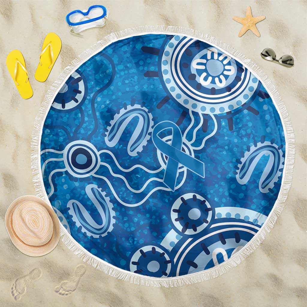 Australia Indigenous Prostate Cancer Awareness Beach Blanket Blue Ribbon Aboriginal Art - Aussie Hoodie