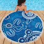Australia Indigenous Prostate Cancer Awareness Beach Blanket Blue Ribbon Aboriginal Art - Aussie Hoodie