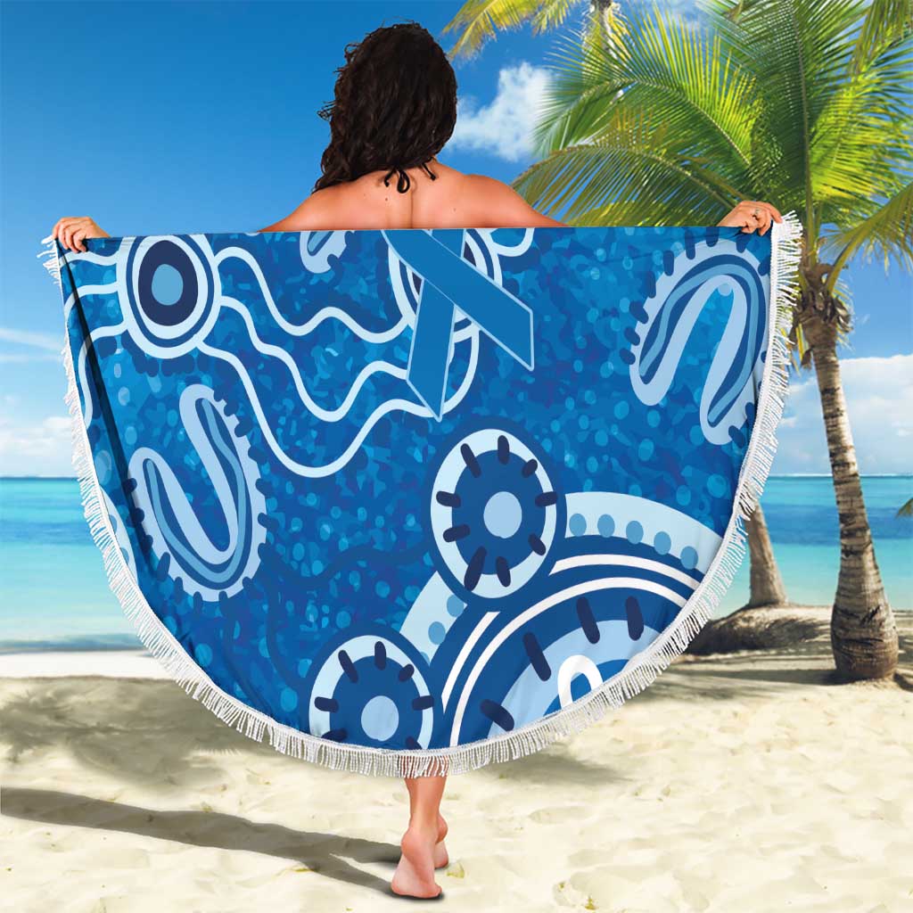 Australia Indigenous Prostate Cancer Awareness Beach Blanket Blue Ribbon Aboriginal Art - Aussie Hoodie