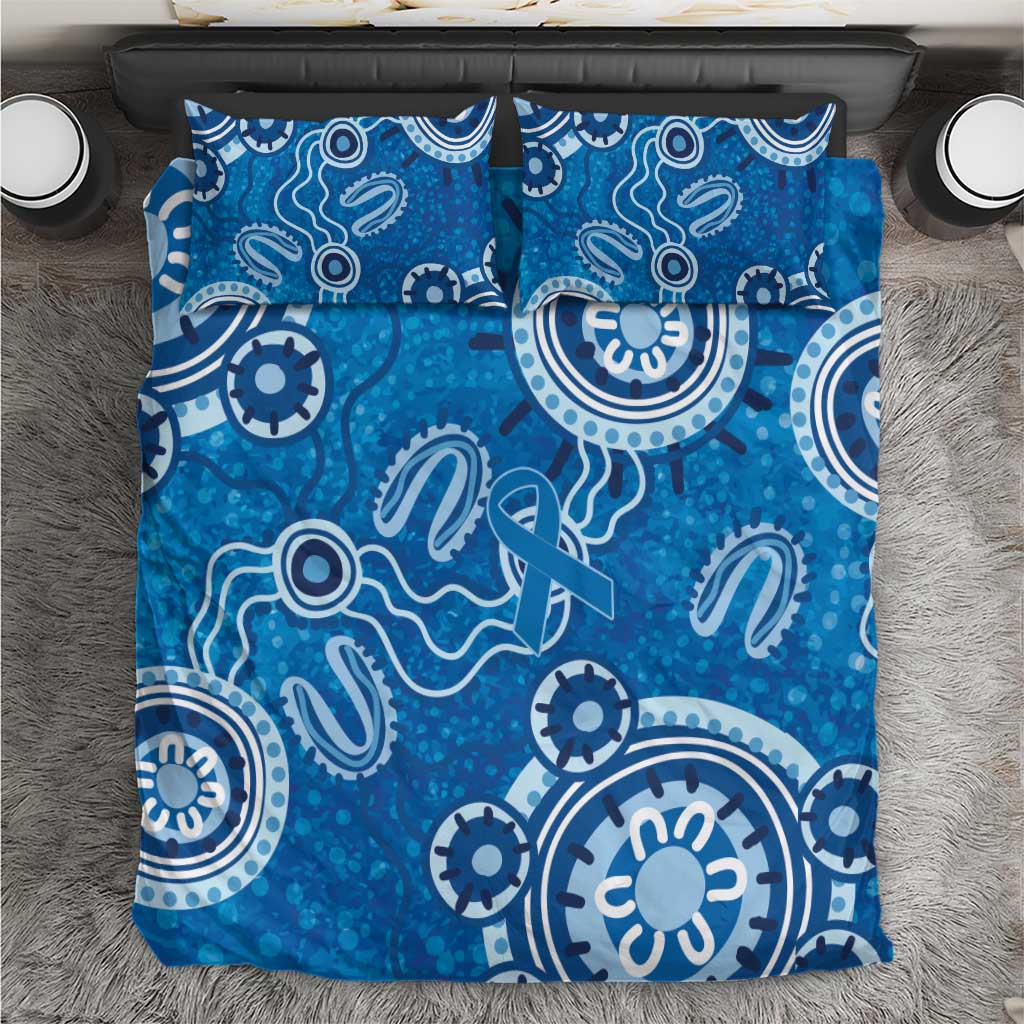 Australia Indigenous Prostate Cancer Awareness Bedding Set Blue Ribbon Aboriginal Art - Aussie Hoodie