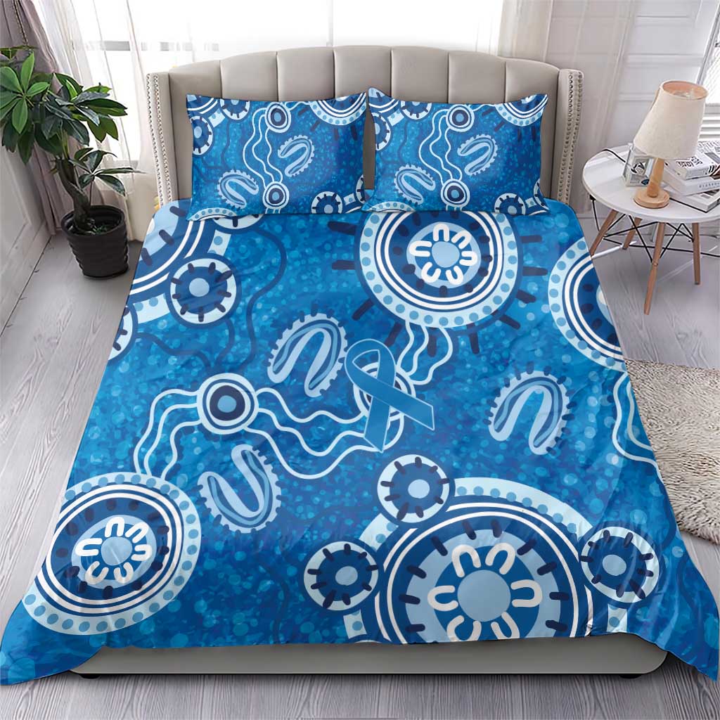 Australia Indigenous Prostate Cancer Awareness Bedding Set Blue Ribbon Aboriginal Art - Aussie Hoodie