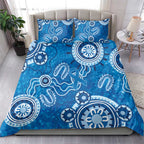 Australia Indigenous Prostate Cancer Awareness Bedding Set Blue Ribbon Aboriginal Art - Aussie Hoodie