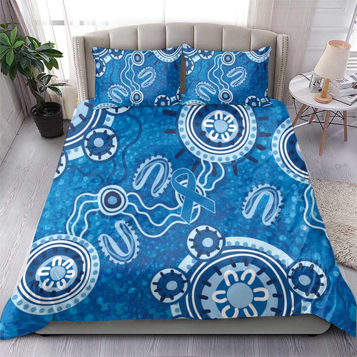 Australia Indigenous Prostate Cancer Awareness Bedding Set Blue Ribbon Aboriginal Art - Aussie Hoodie