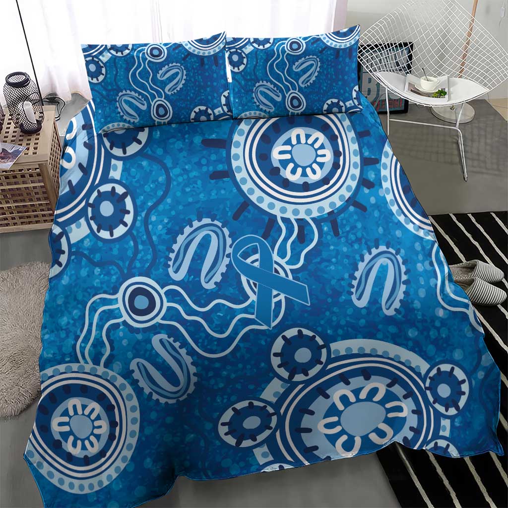 Australia Indigenous Prostate Cancer Awareness Bedding Set Blue Ribbon Aboriginal Art - Aussie Hoodie