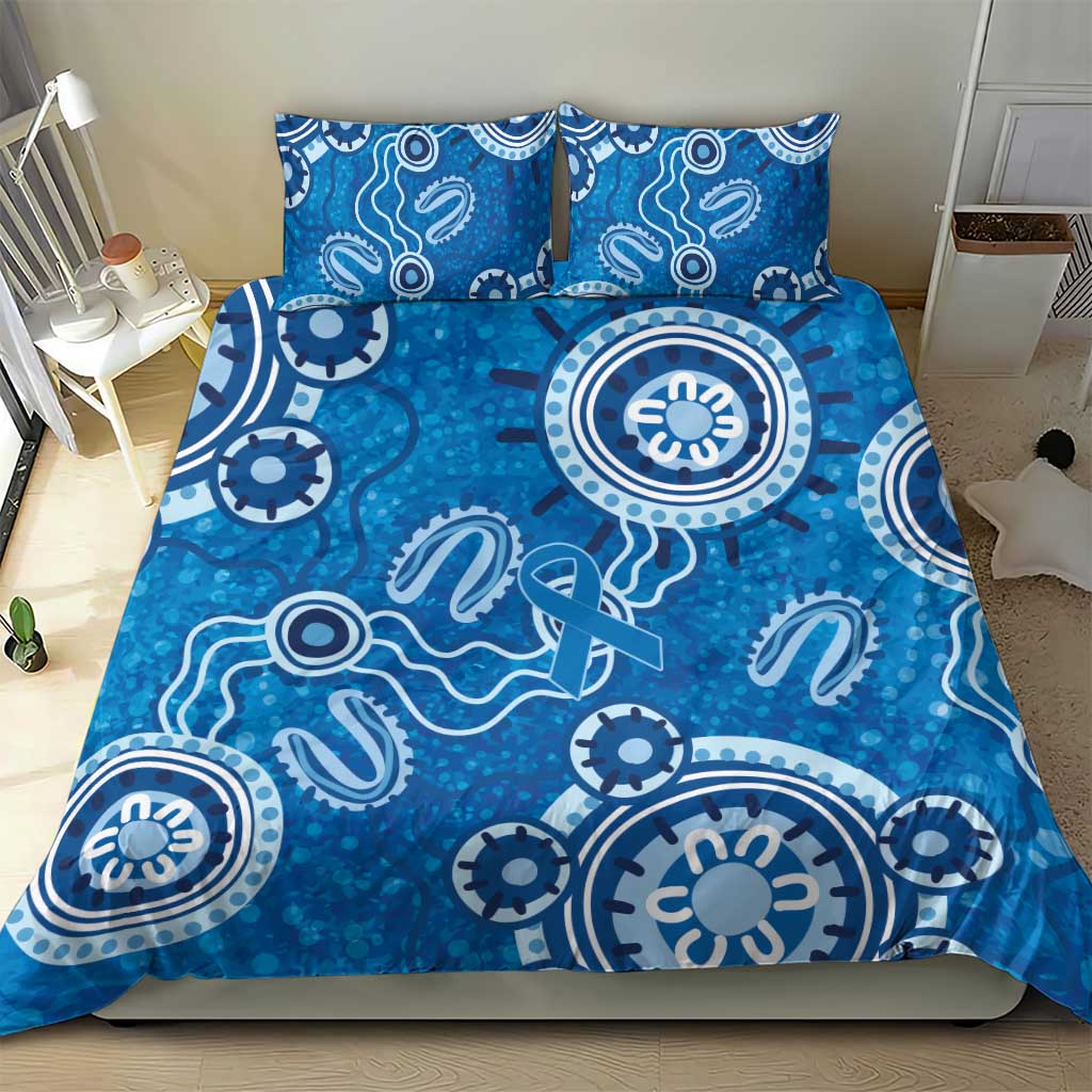 Australia Indigenous Prostate Cancer Awareness Bedding Set Blue Ribbon Aboriginal Art - Aussie Hoodie